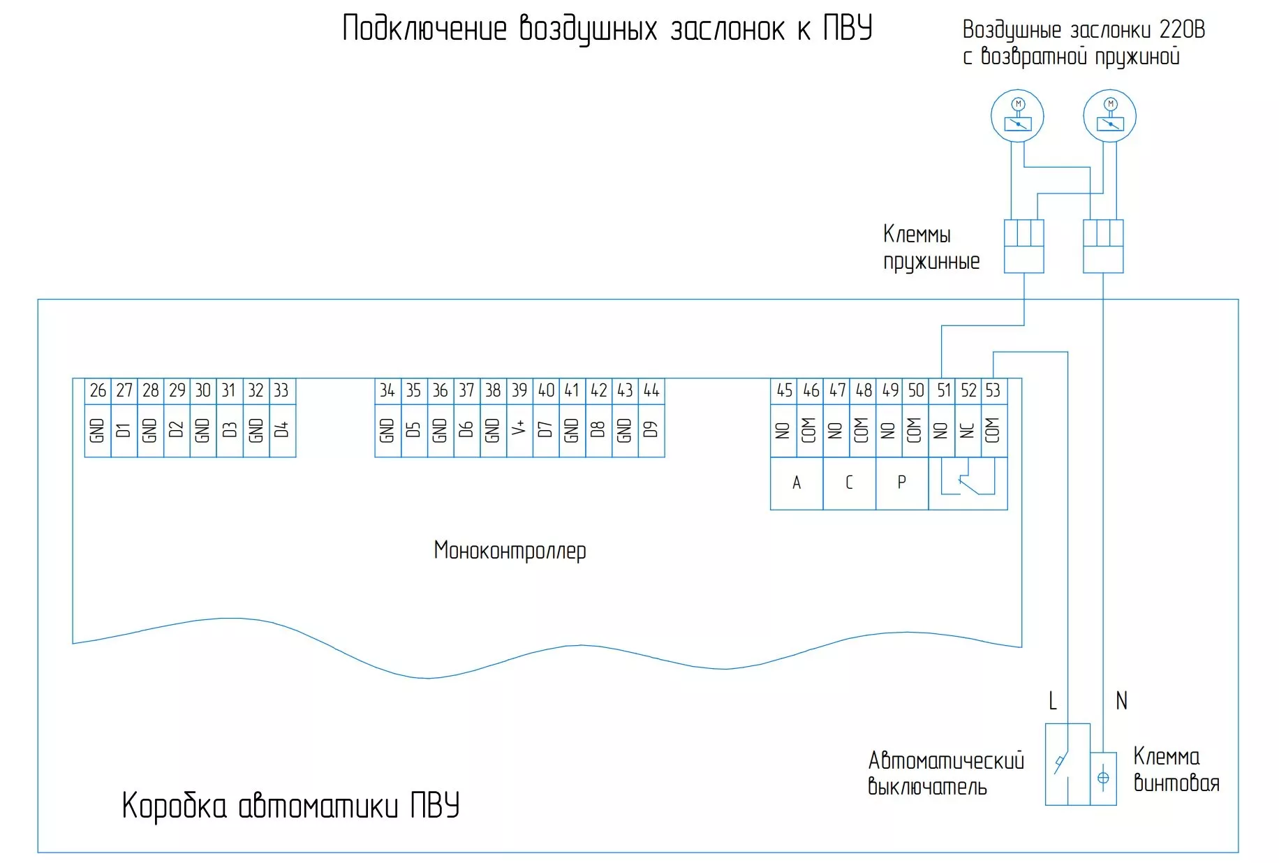 Подключение воздушных заслонок